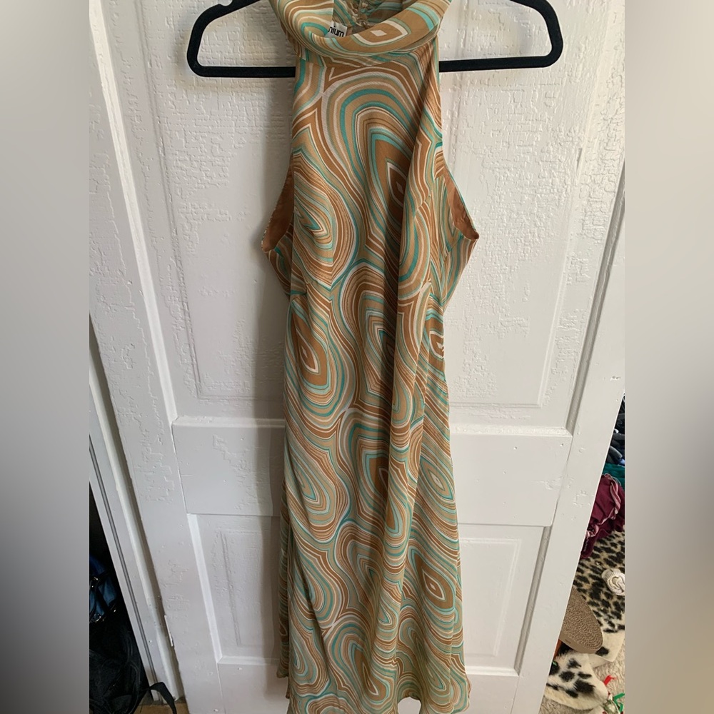 Vintage 90s Elegant Swirl Patterned Maxi Dress